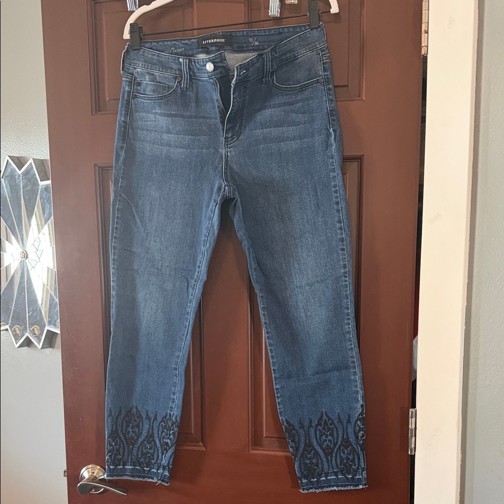 Liverpool Dark Blue Jeans with Black Pattern